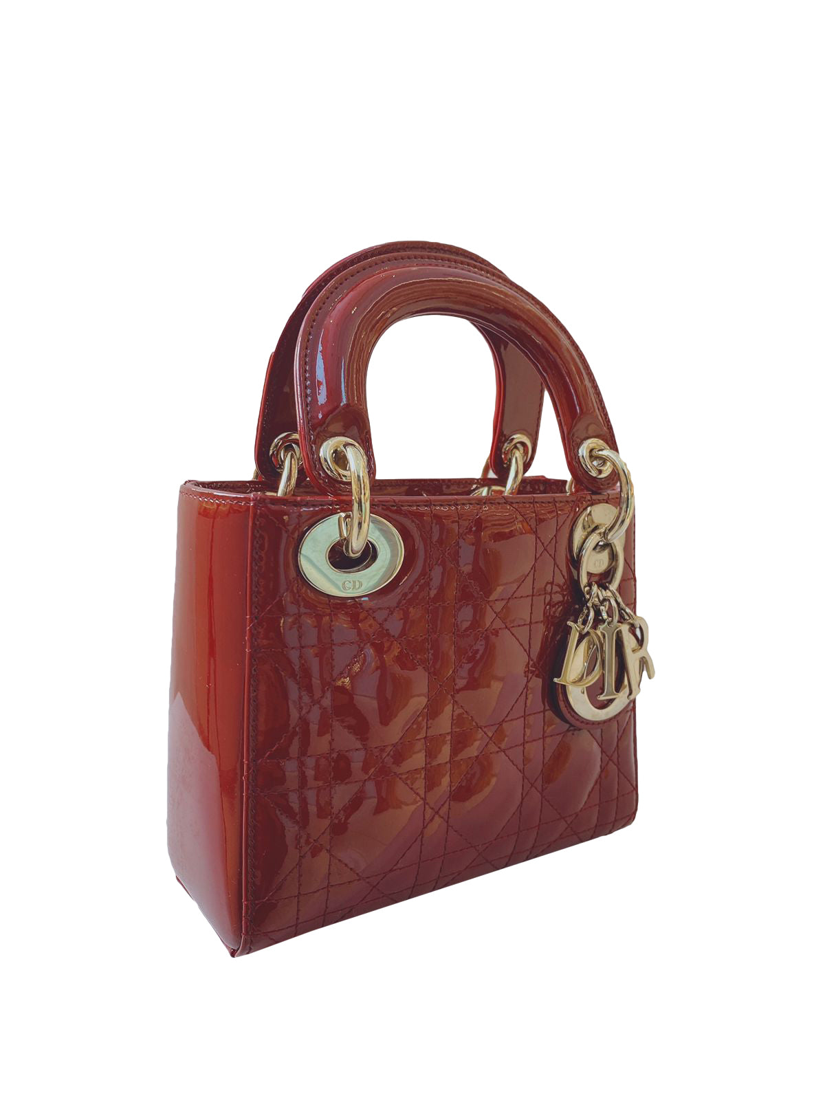 RED PATENT LEATHER MINI LADY DIOR BAG