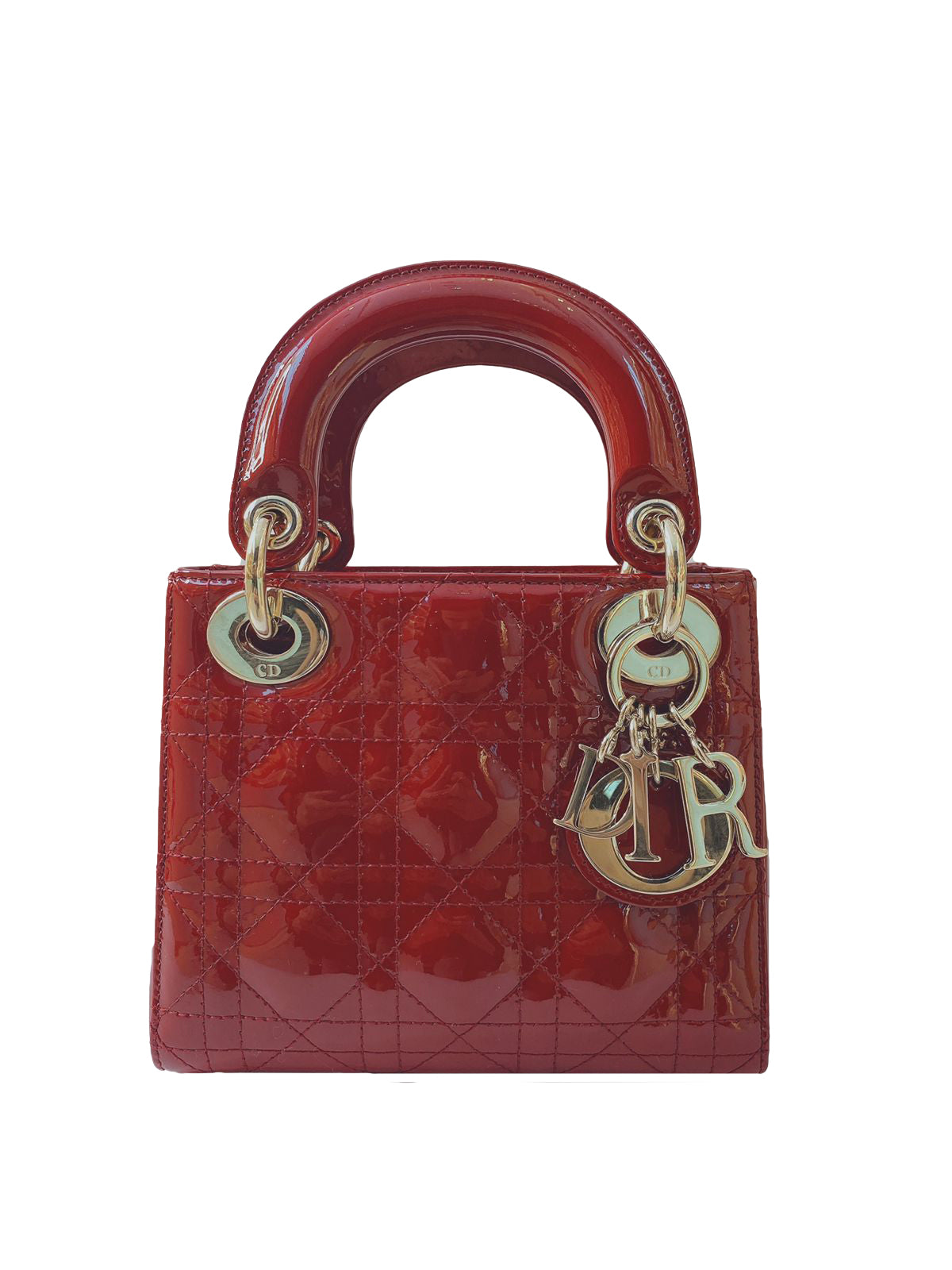 RED PATENT LEATHER MINI LADY DIOR BAG