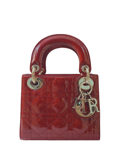 RED PATENT LEATHER MINI LADY DIOR BAG