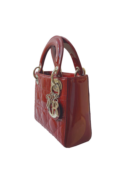 RED PATENT LEATHER MINI LADY DIOR BAG