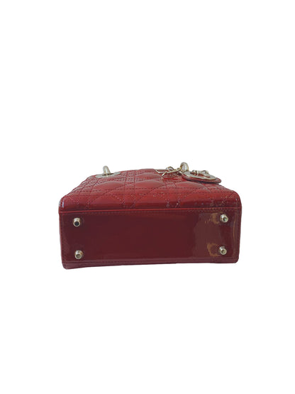 RED PATENT LEATHER MINI LADY DIOR BAG