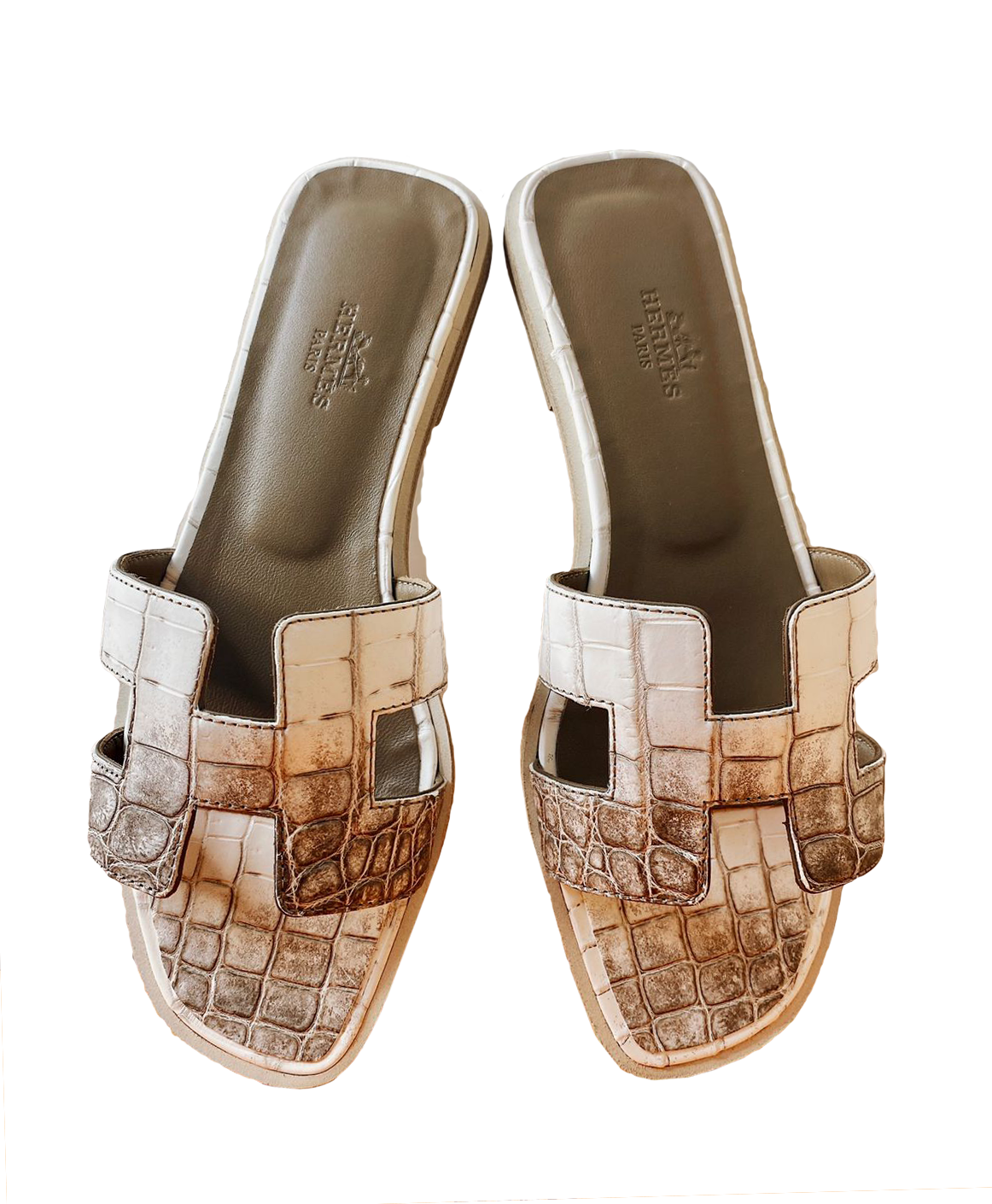 BLANC CROCODILE HIMALAYA MATTE NILOTICUS ORAN SANDALS 36.5