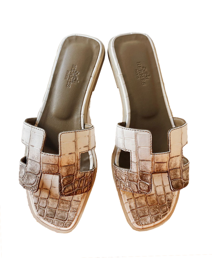 BLANC CROCODILE HIMALAYA MATTE NILOTICUS ORAN SANDALS 36.5