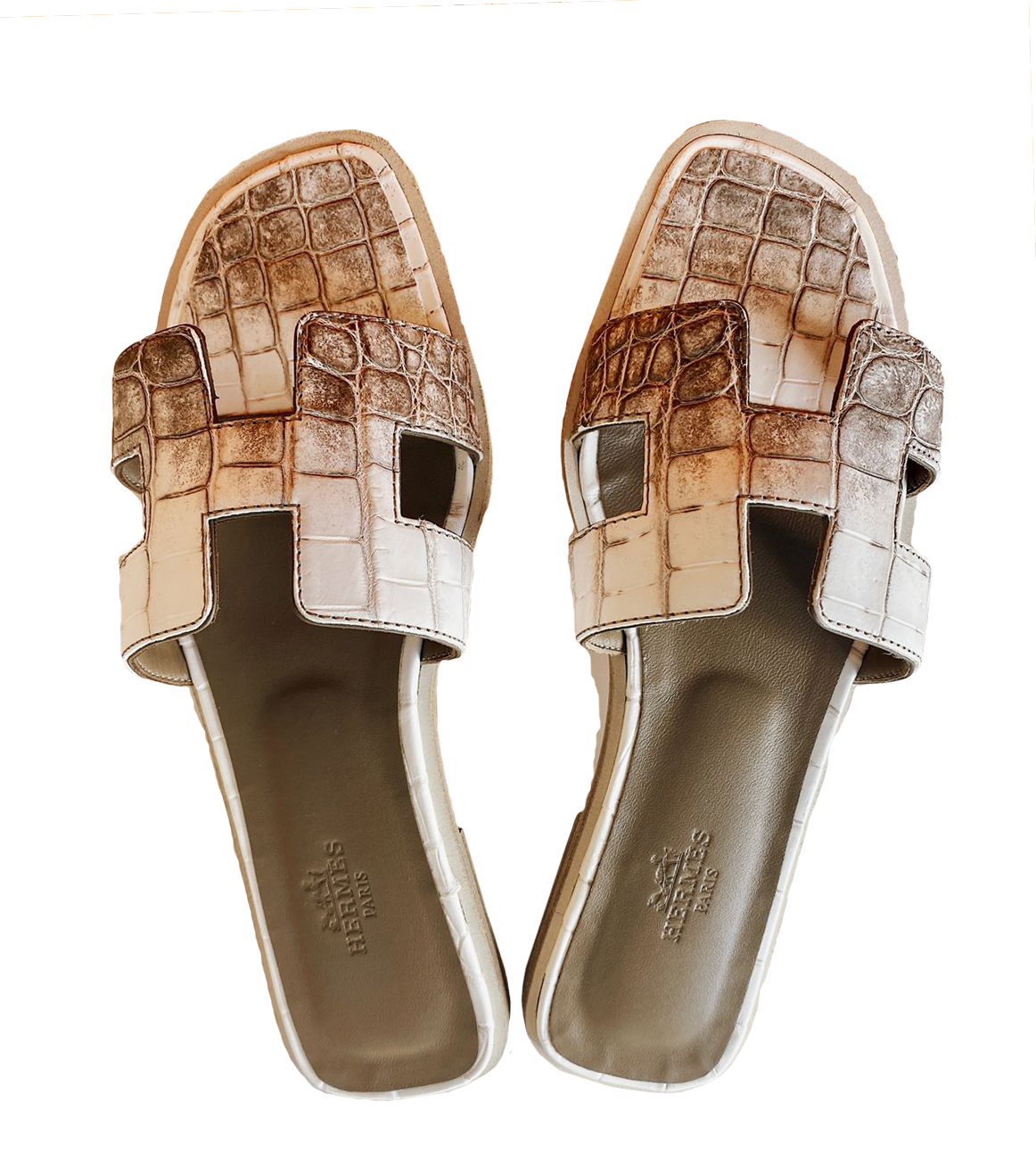 BLANC CROCODILE HIMALAYA MATTE NILOTICUS ORAN SANDALS 36.5