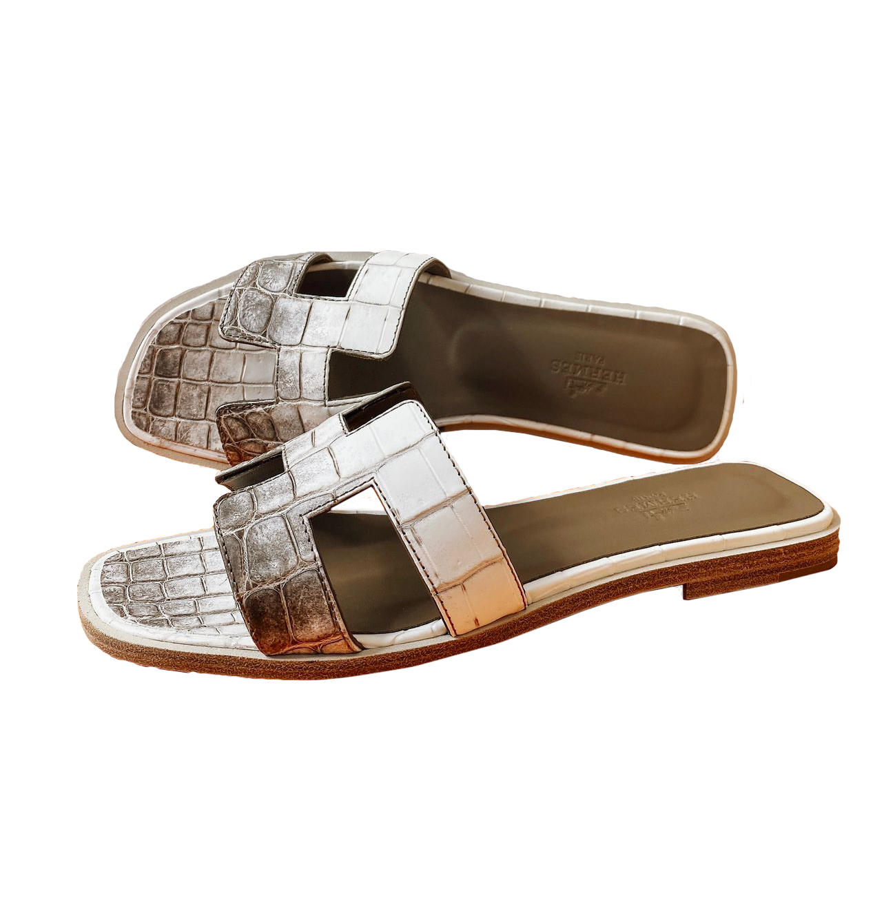 BLANC CROCODILE HIMALAYA MATTE NILOTICUS ORAN SANDALS 36.5