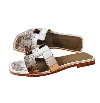 BLANC CROCODILE HIMALAYA MATTE NILOTICUS ORAN SANDALS 36.5