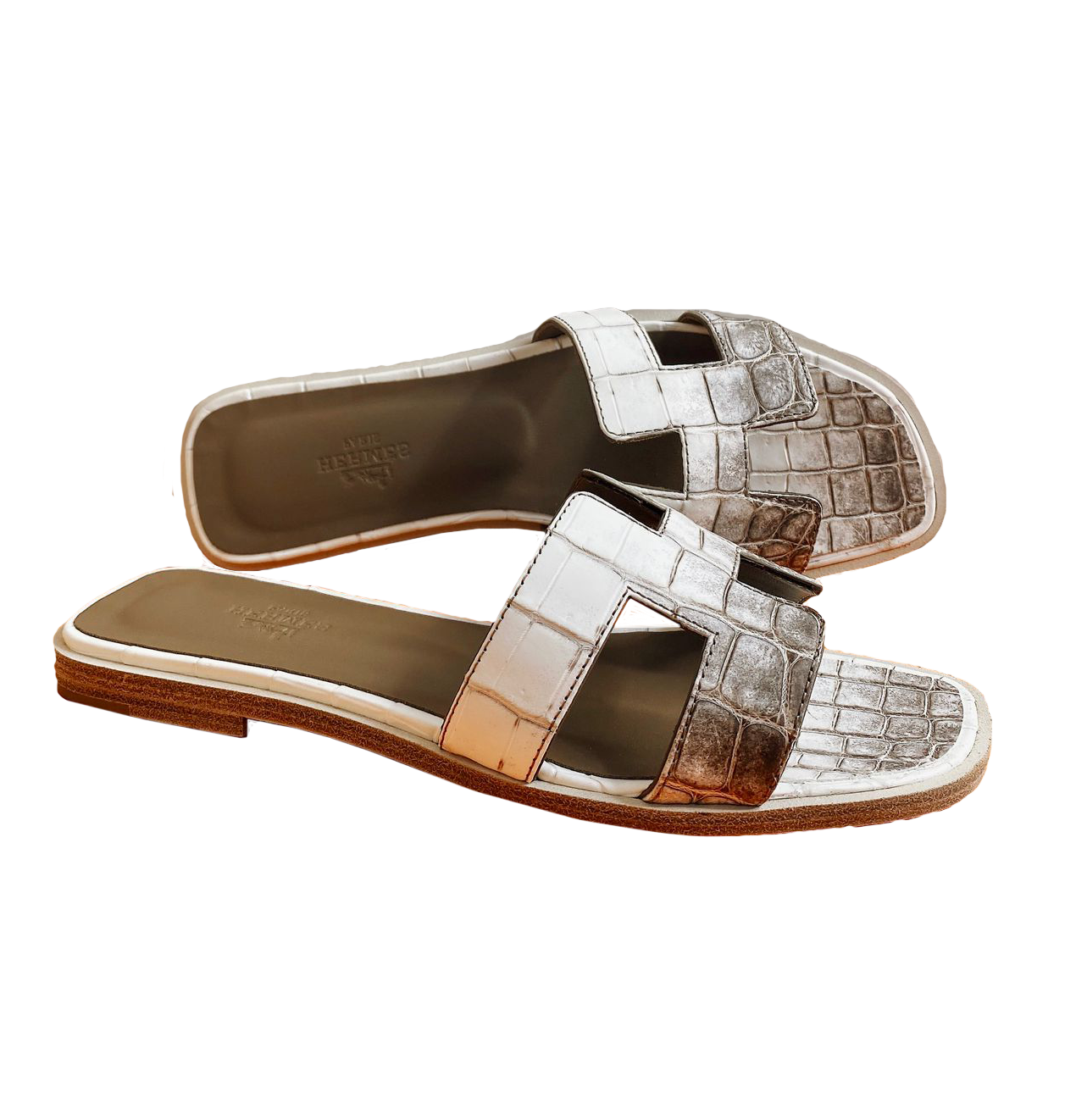 BLANC CROCODILE HIMALAYA MATTE NILOTICUS ORAN SANDALS 36.5