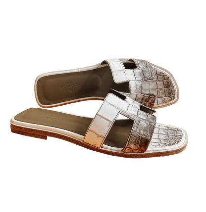 BLANC CROCODILE HIMALAYA MATTE NILOTICUS ORAN SANDALS 36.5