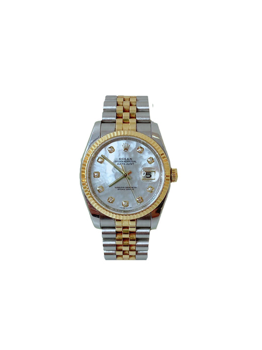DATEJUST 36 18K YELLOW GOLD/STEEL MOP DIAMOND DIAL 36MM WATCH