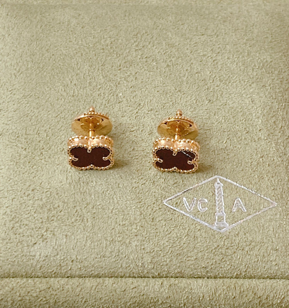18K ROSE GOLD AND CARNELIAN SWEET ALHAMBRA EARSTUDS
