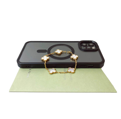 18K YELLOW GOLD AND MOTHER OF PEARL 5 MOTIFS VINTAGE ALHAMBRA BRACELET