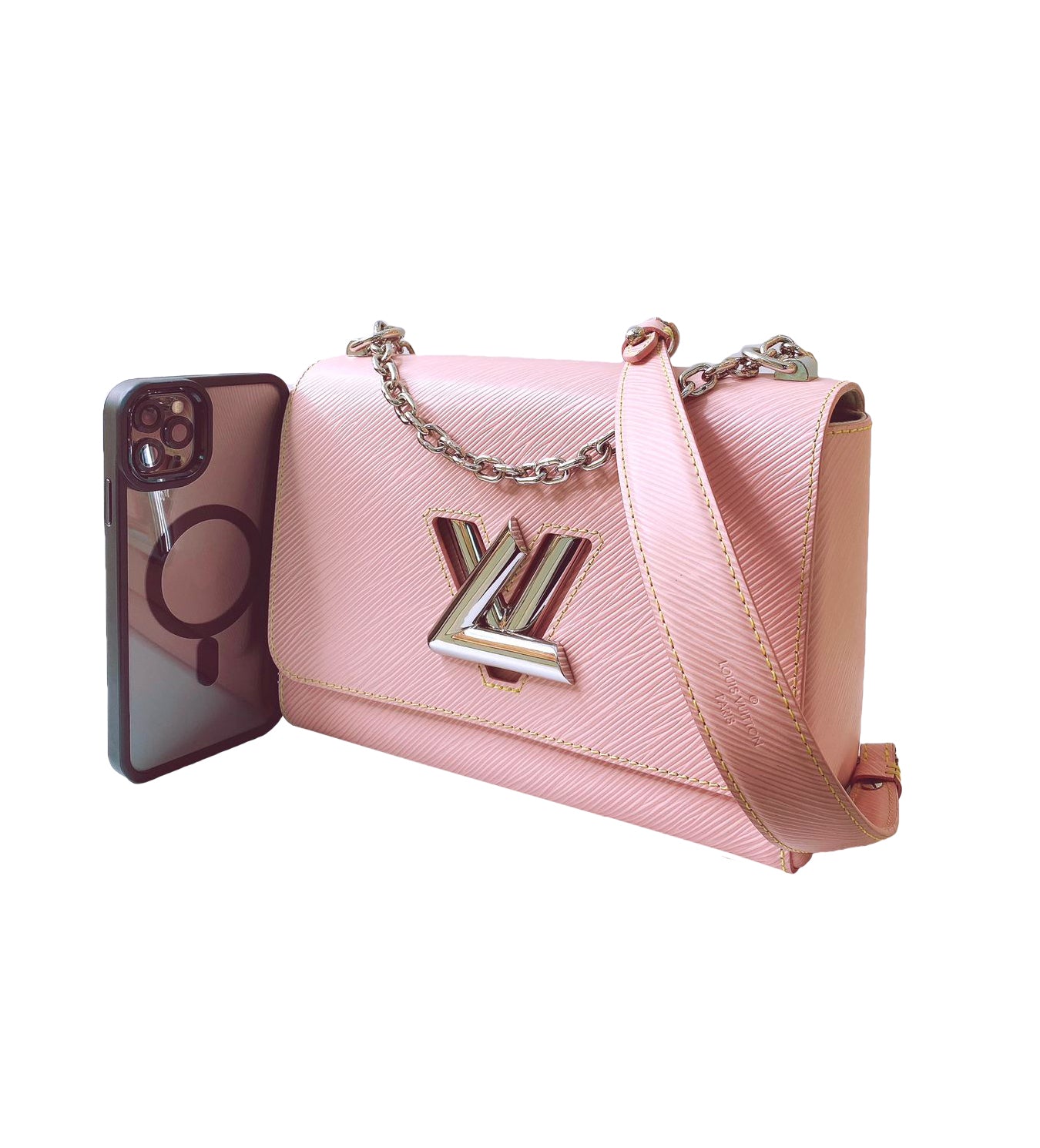 PINK EPI LEATHER MM TWIST HAND BAG