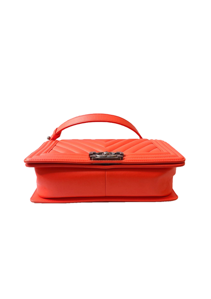 ORANGE CHEVRON LAMBSKIN LEATHER MEDIUM BOY BAG