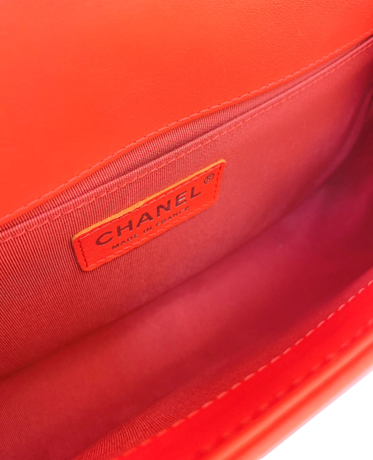 ORANGE CHEVRON LAMBSKIN LEATHER MEDIUM BOY BAG