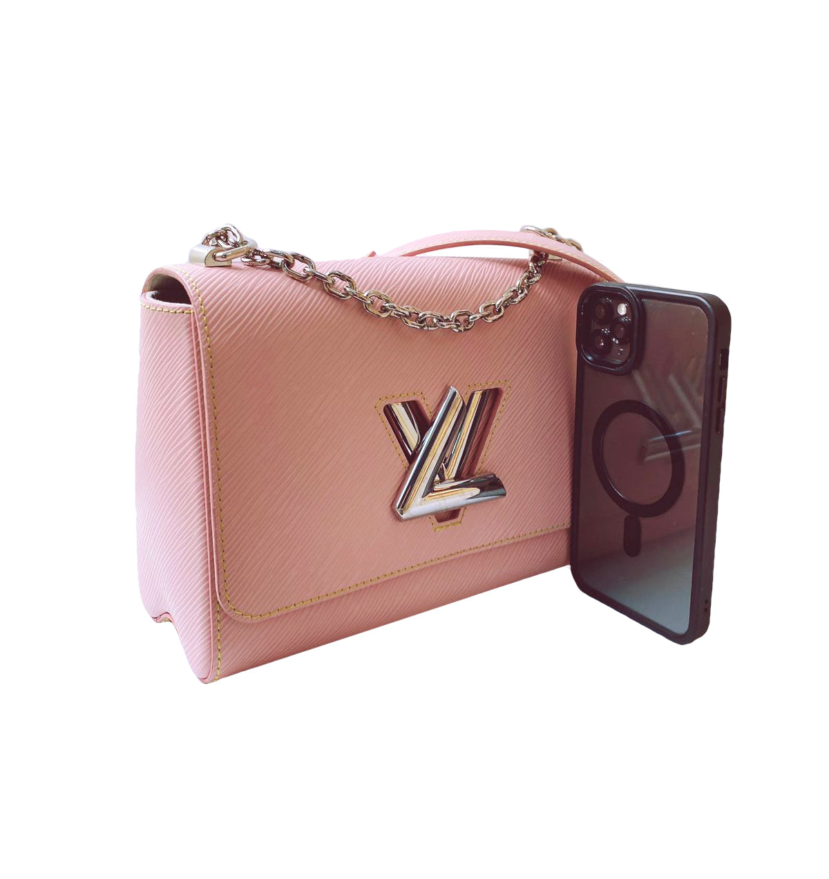 PINK EPI LEATHER MM TWIST HAND BAG