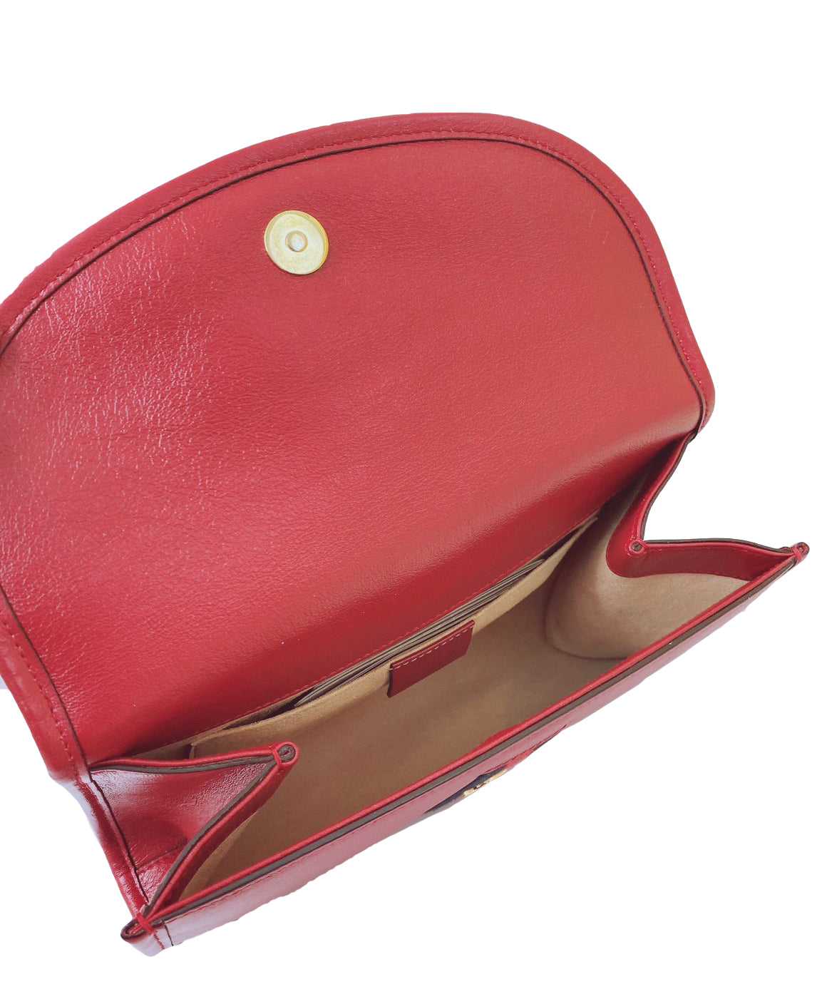 RED LEATHER SMALL RAJAH SLUM FLAP SHOULDER BAG
