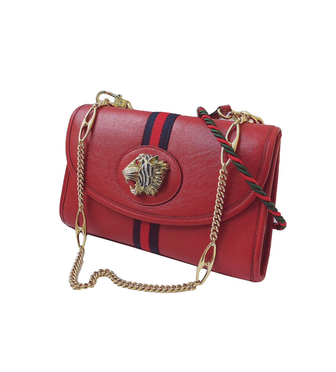 RED LEATHER SMALL RAJAH SLUM FLAP SHOULDER BAG