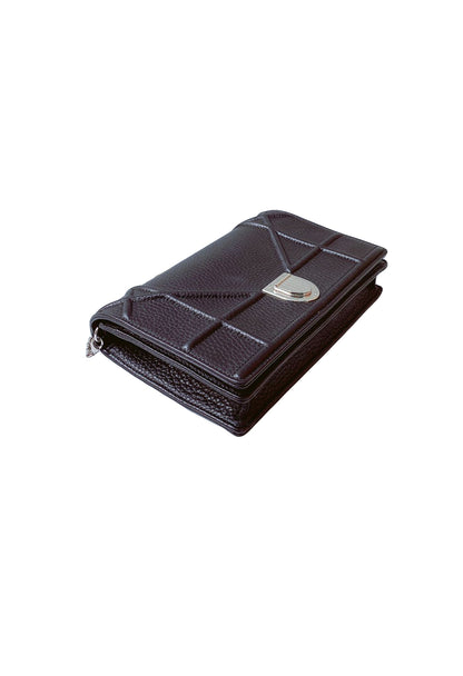 BLACK LEATHER DIORAMA WALLET ON CHAIN