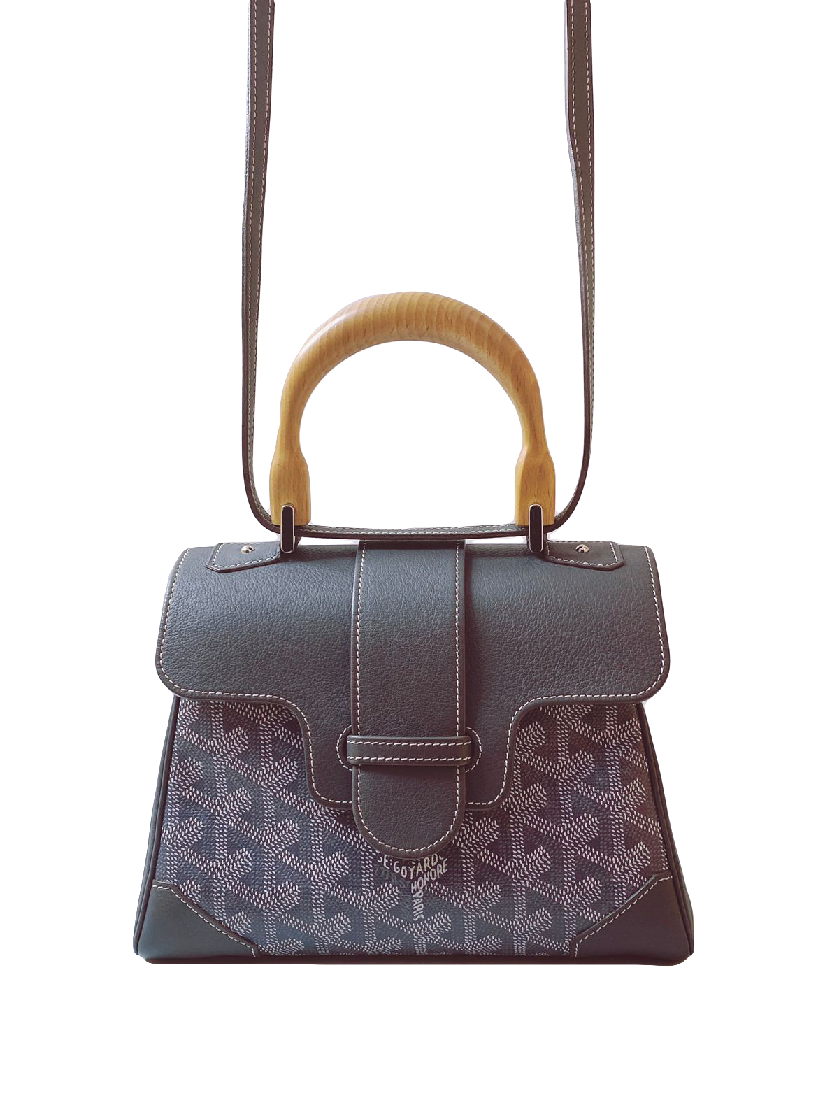 GRAY GOYARDINE MINI SAIGON HANDBAG