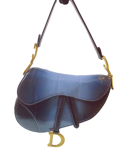 BLUE PYTHON MEDIUM SADDLE  BAG