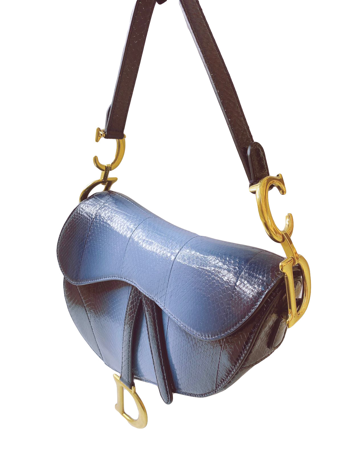 BLUE PYTHON MEDIUM SADDLE  BAG