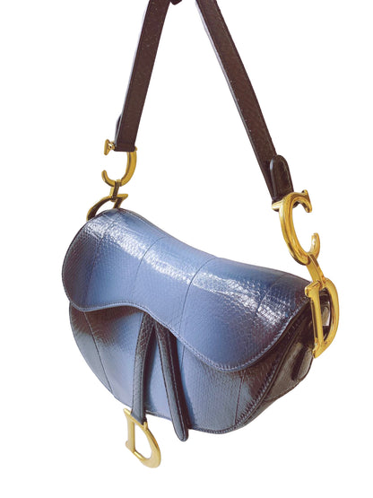 BLUE PYTHON MEDIUM SADDLE  BAG
