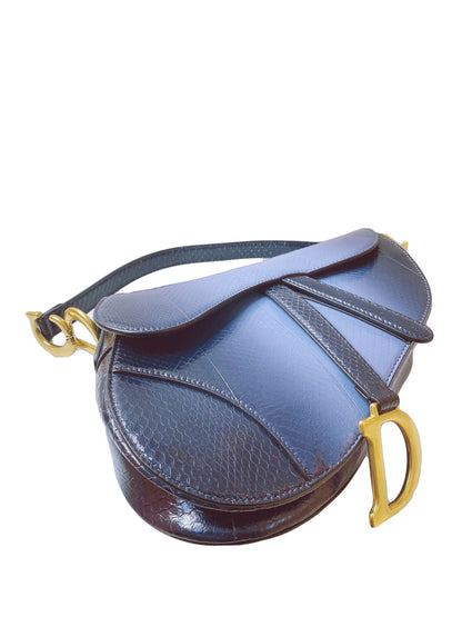 BLUE PYTHON MEDIUM SADDLE  BAG