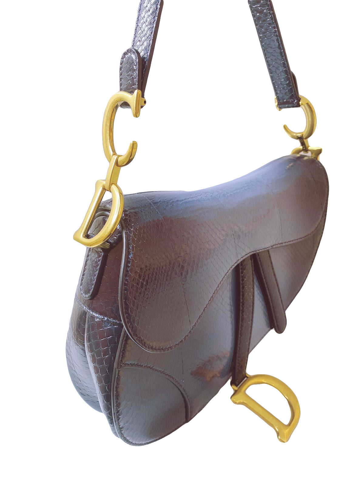 BLUE PYTHON MEDIUM SADDLE  BAG