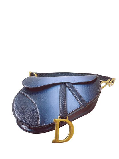 BLUE PYTHON MEDIUM SADDLE  BAG