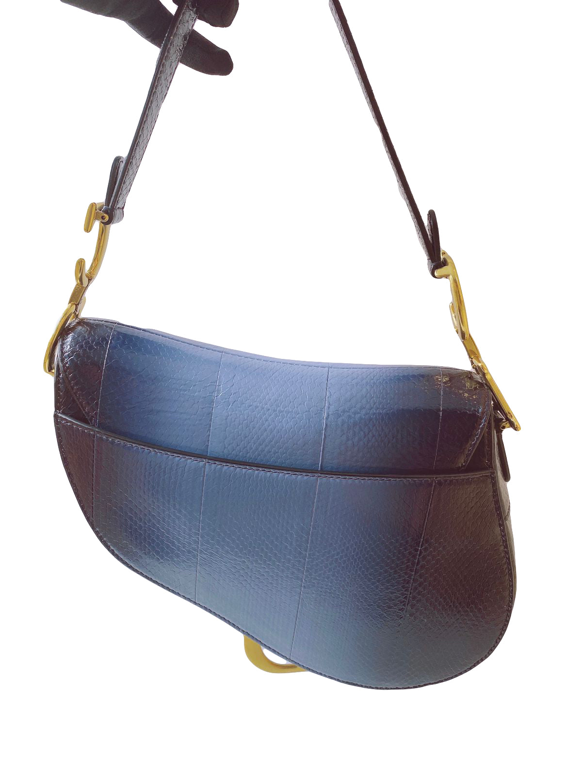 BLUE PYTHON MEDIUM SADDLE  BAG