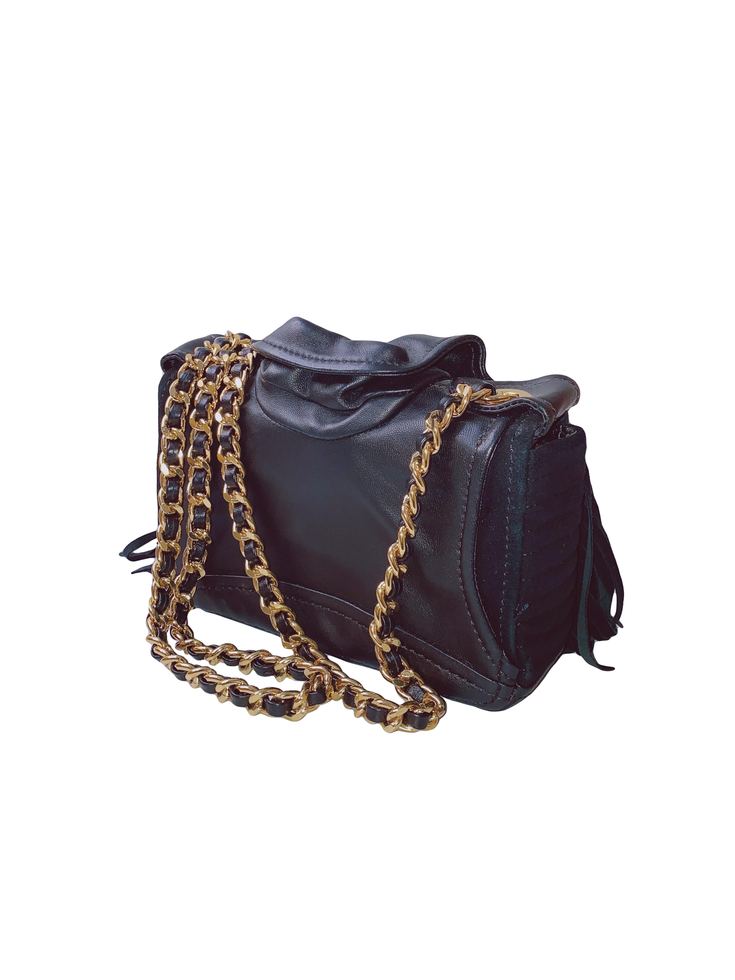 BLACK FRINGE JACKET SHOULDER BAG