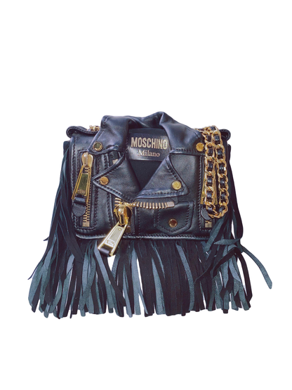 BLACK FRINGE JACKET SHOULDER BAG