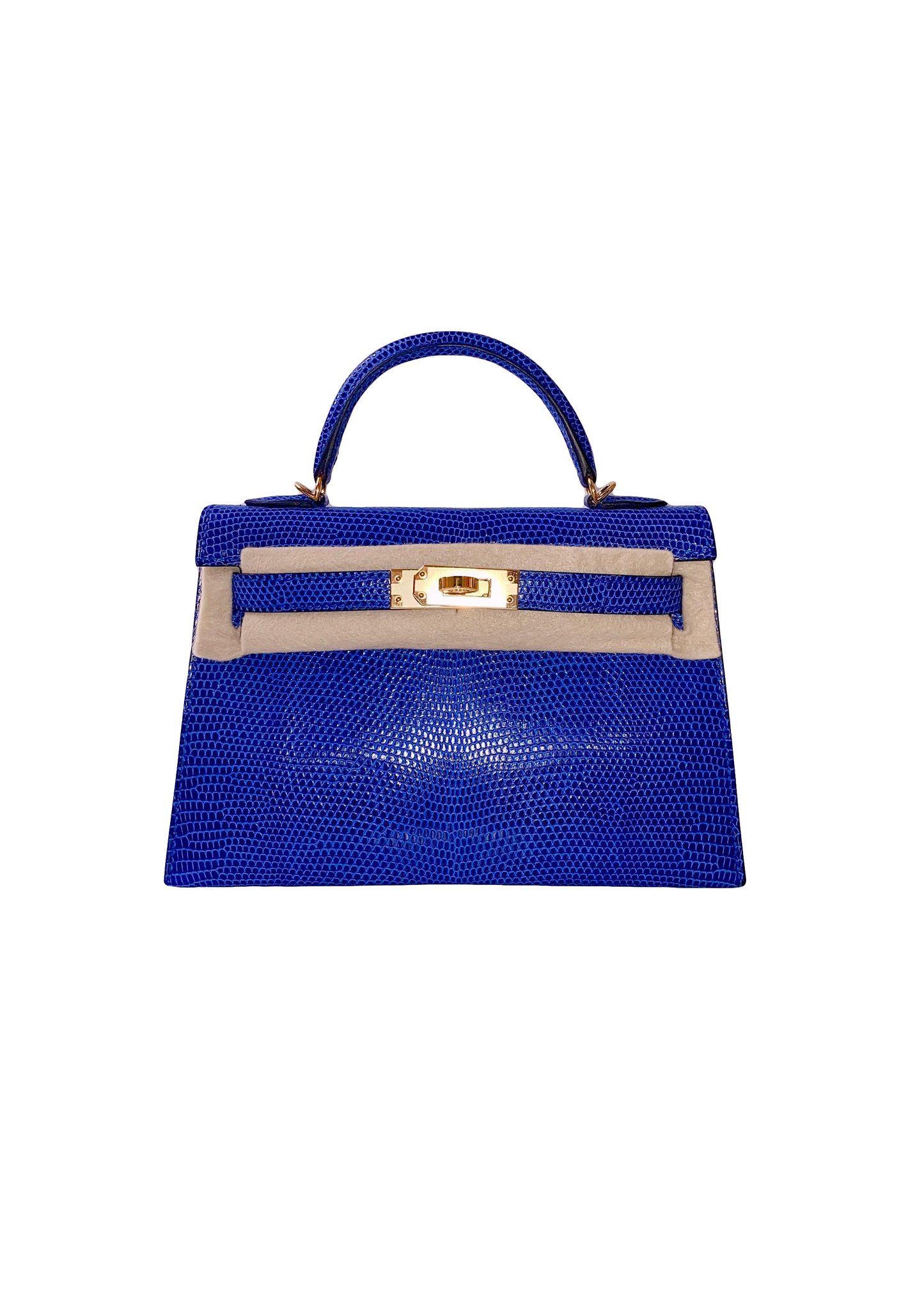 KELLY MINI 20 LIZARD NILOTICUS BLEU SAPHIRE WITH GOLD HARDWARE