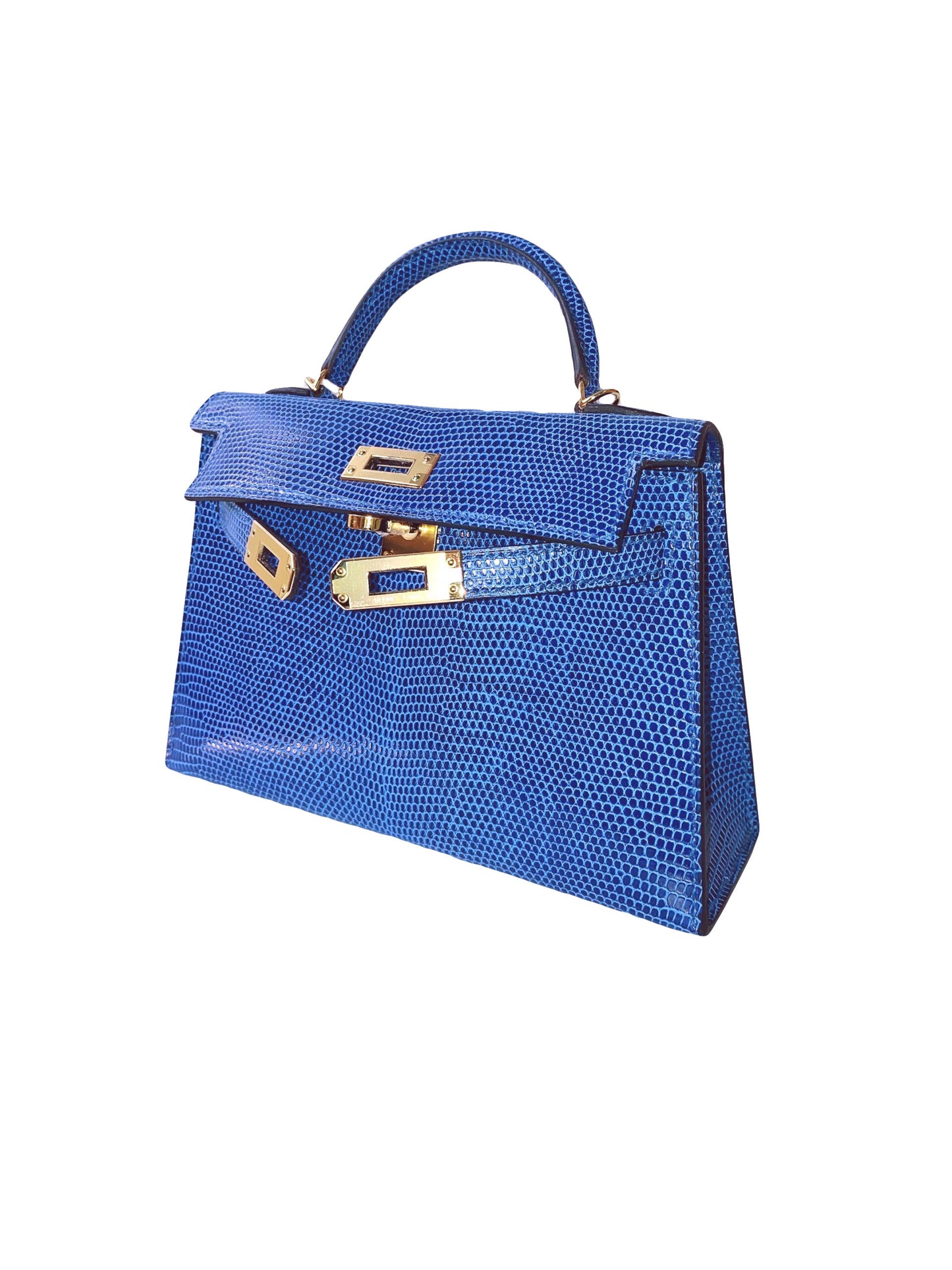 KELLY MINI 20 LIZARD NILOTICUS BLEU SAPHIRE WITH GOLD HARDWARE