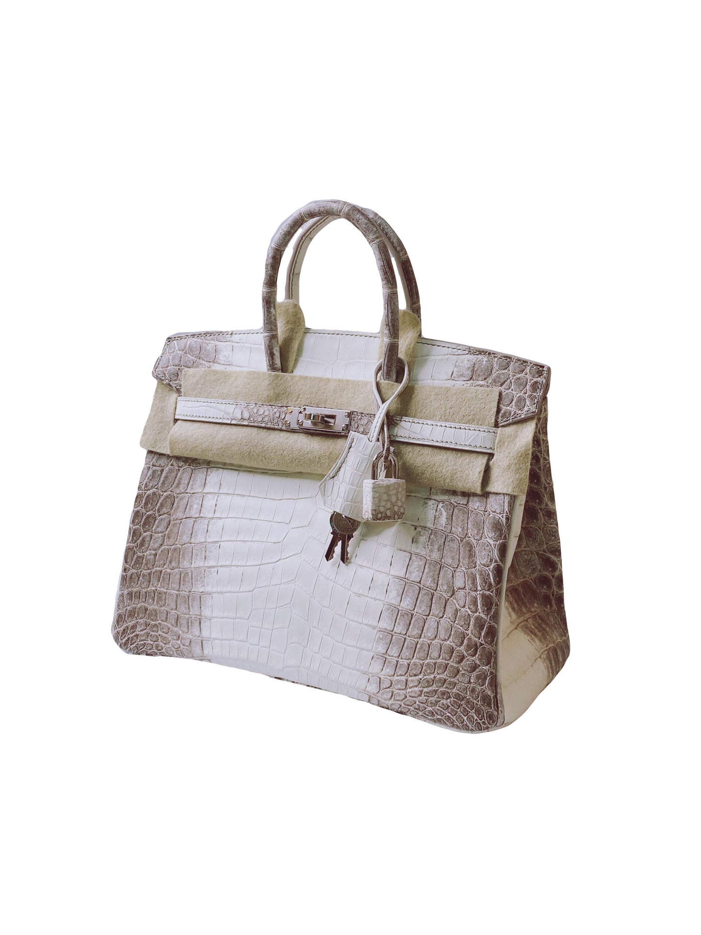 BIRKIN 25 NILOTICUS CROCODILE HIMALAYA BLANC WITH PALLADIUM HARDWARE