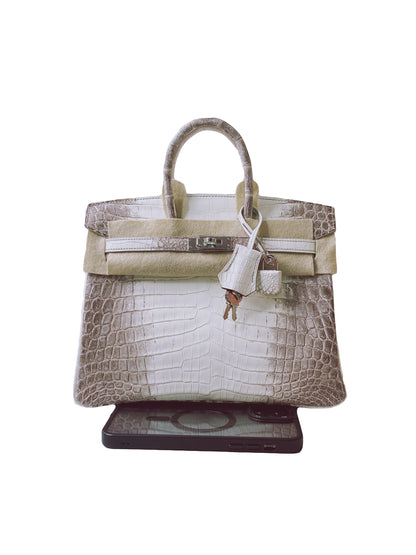 BIRKIN 25 NILOTICUS CROCODILE HIMALAYA BLANC WITH PALLADIUM HARDWARE