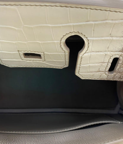 BIRKIN 25 NILOTICUS CROCODILE HIMALAYA BLANC WITH PALLADIUM HARDWARE