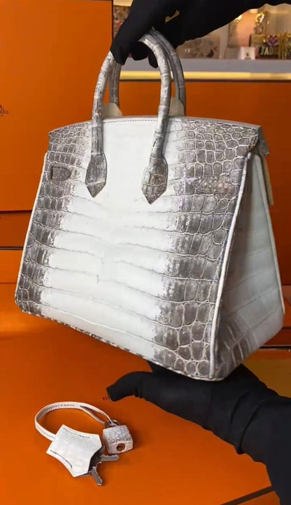 BIRKIN 25 NILOTICUS CROCODILE HIMALAYA BLANC WITH PALLADIUM HARDWARE