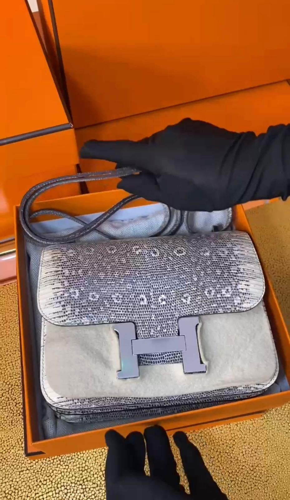 CONSTANCE III MINI 18 OMBRE LIZARD PALLADIUM HARDWARE
