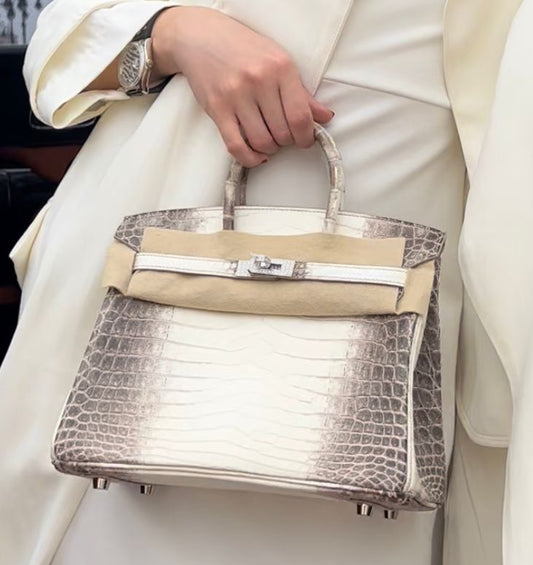BIRKIN 25 HIMALAYA NILOTICUS CROCODILE 18K WHITE GOLD AND DIAMOND ENCRUSTED HARDWARE