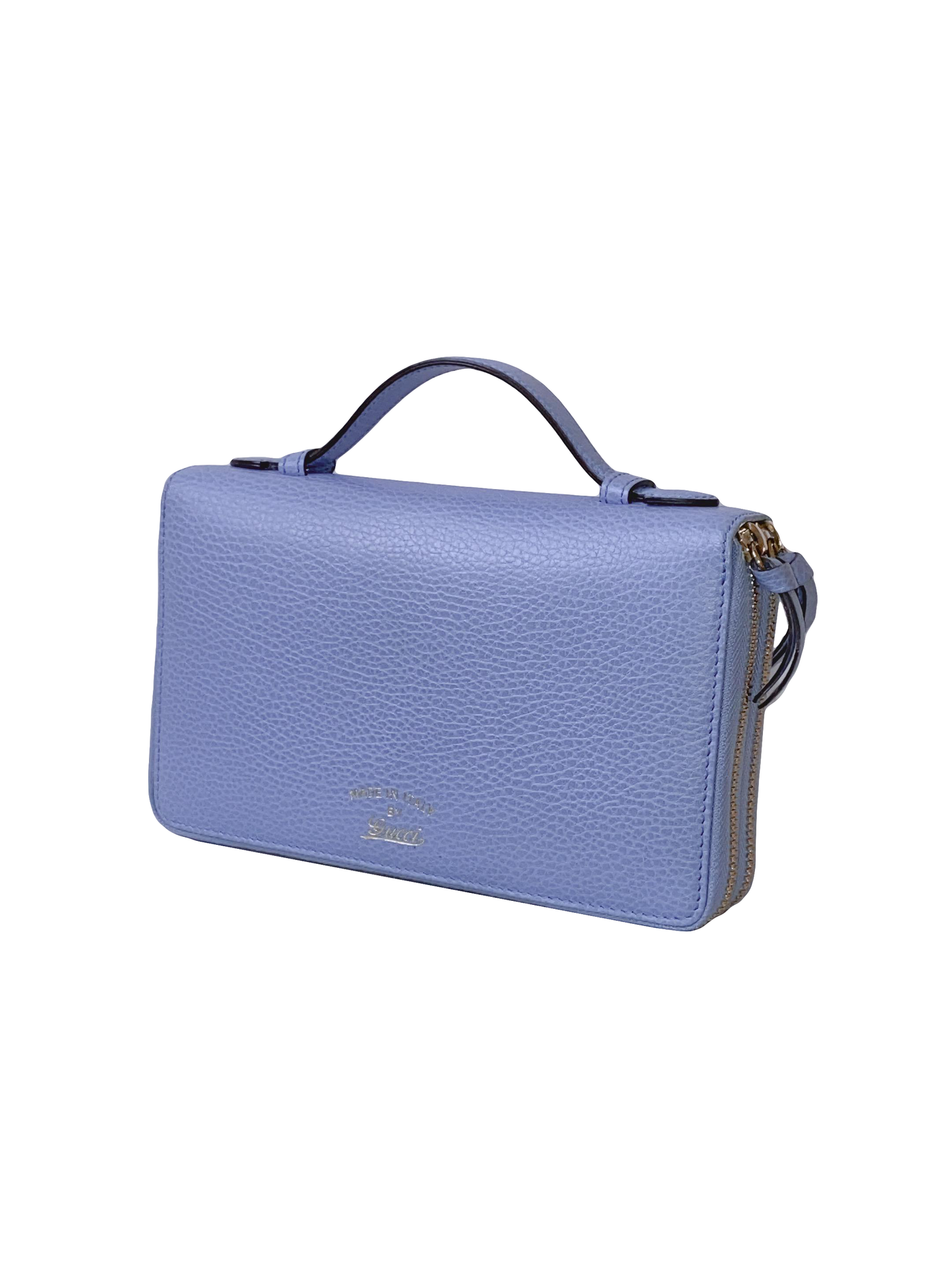 BLUE LEATHER DOUBLE ZIP ORGANIZER CLUTCH