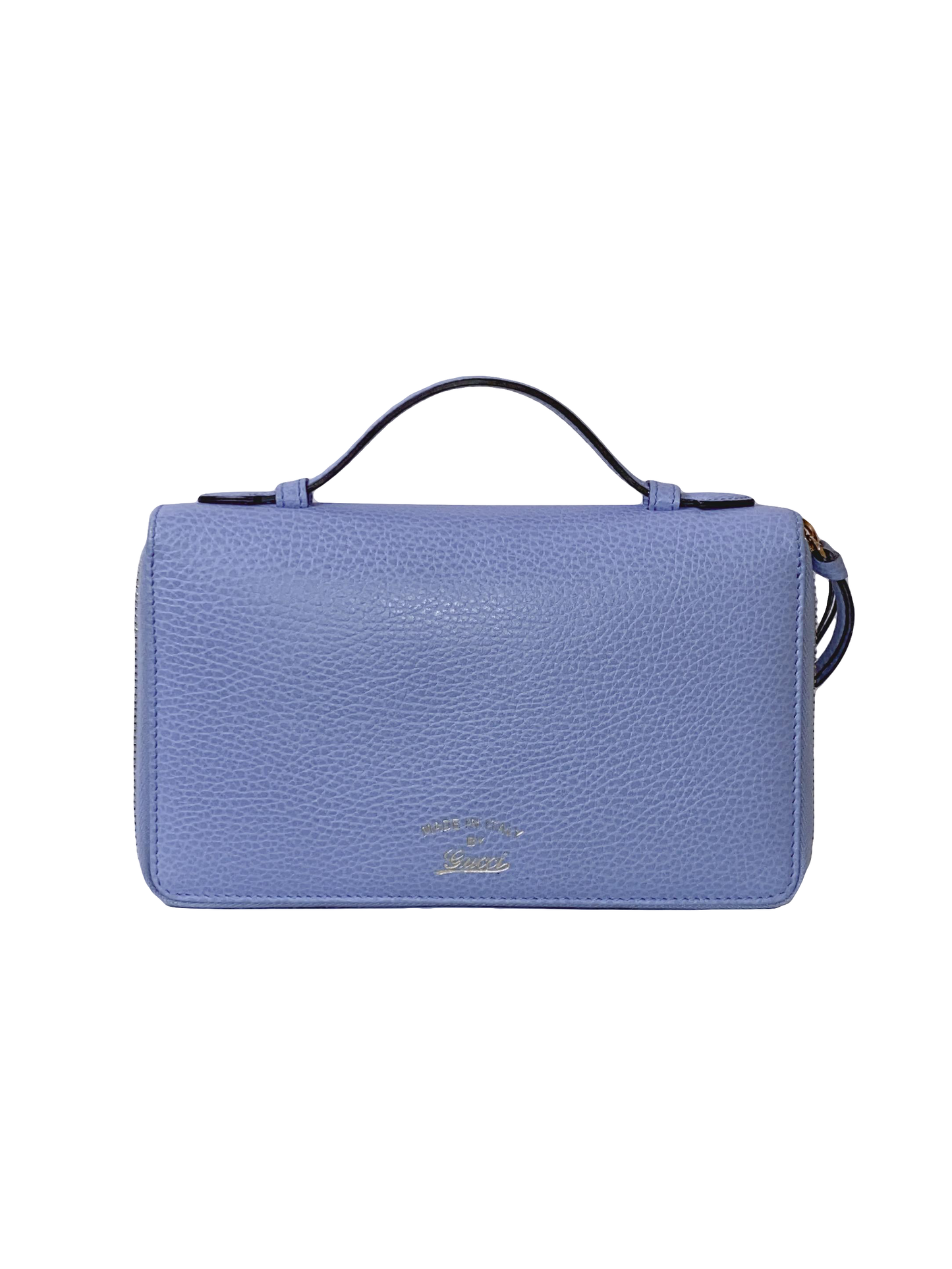 BLUE LEATHER DOUBLE ZIP ORGANIZER CLUTCH
