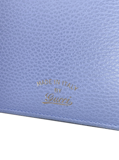 BLUE LEATHER DOUBLE ZIP ORGANIZER CLUTCH