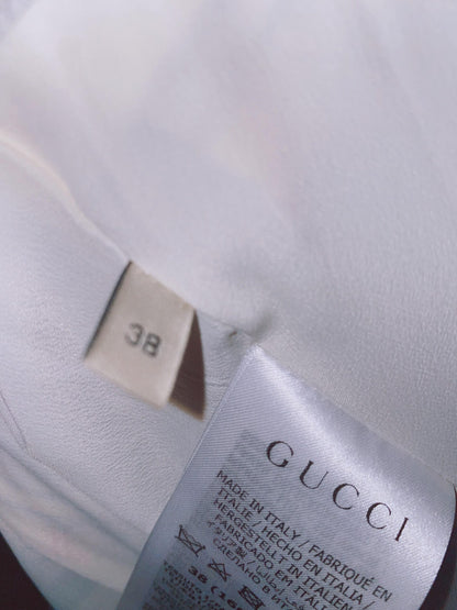 IVORY GG BELT PRINT SILK TWILL DRESS