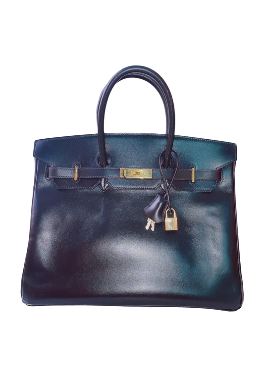 BLACK BIRKIN 35 BOX CALF LEATHER GOLD HARDWARE