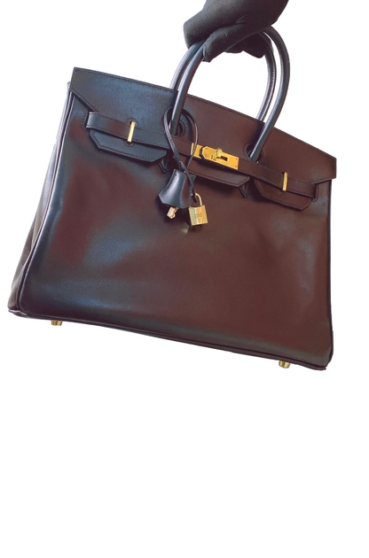 BLACK BIRKIN 35 BOX CALF LEATHER GOLD HARDWARE