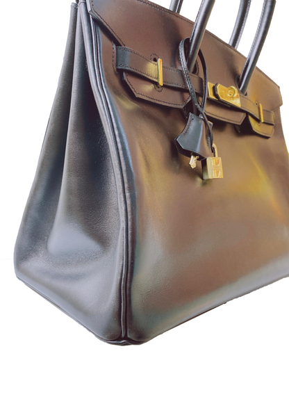 BLACK BIRKIN 35 BOX CALF LEATHER GOLD HARDWARE