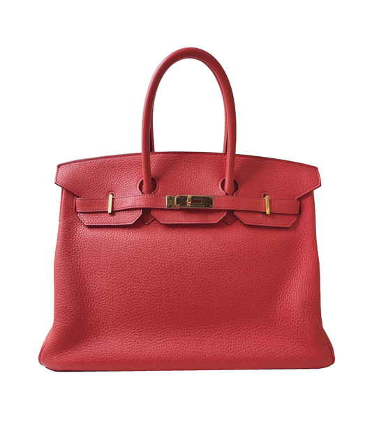 BIRKIN 35 BOUGAINVILLE CLEMENCE LEATHER GOLD HARDWARE