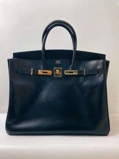 BLACK BIRKIN 35 BOX CALF LEATHER GOLD HARDWARE