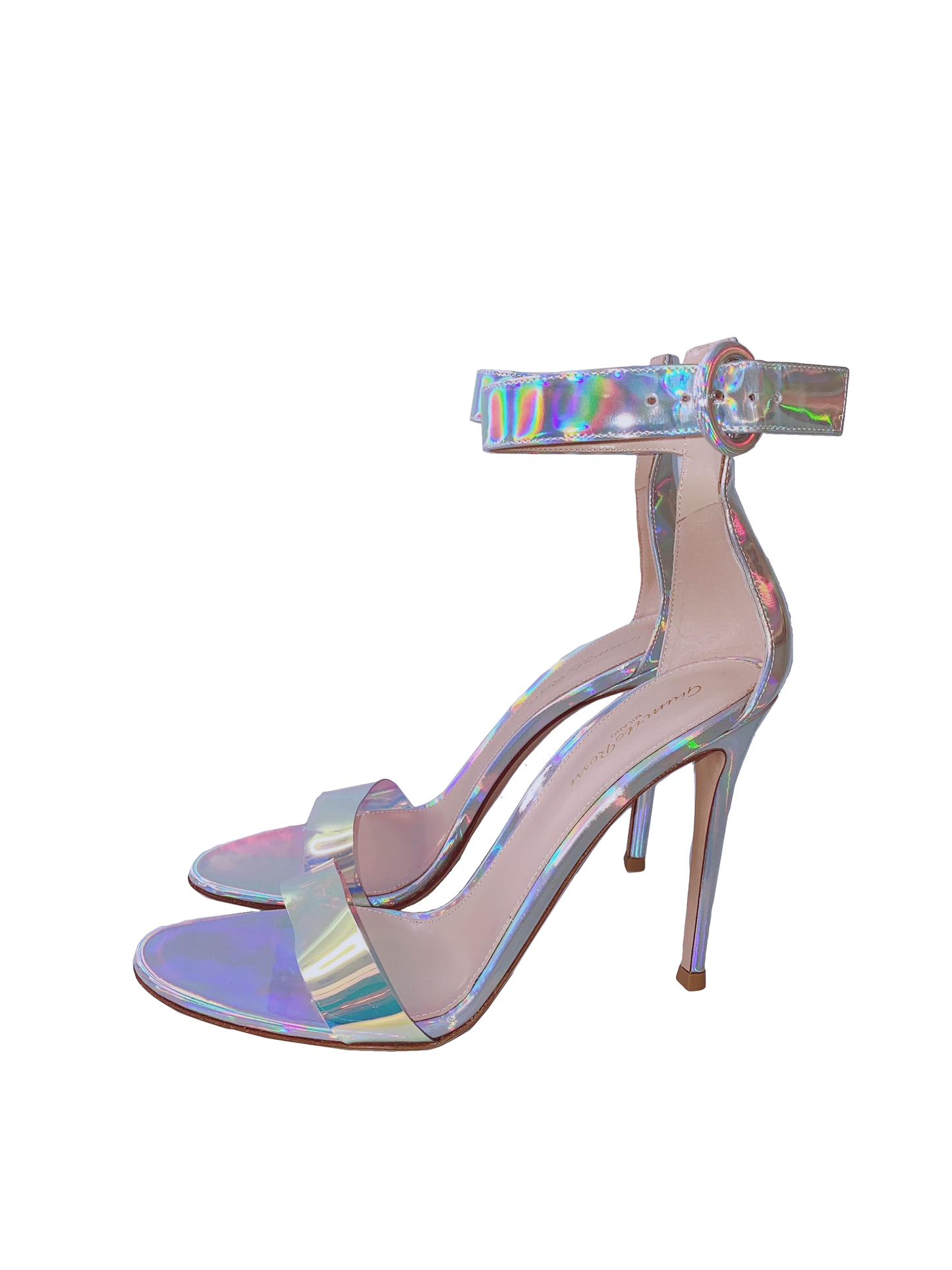 SILVER METALLIC ANKLE STRAP HEELS  40